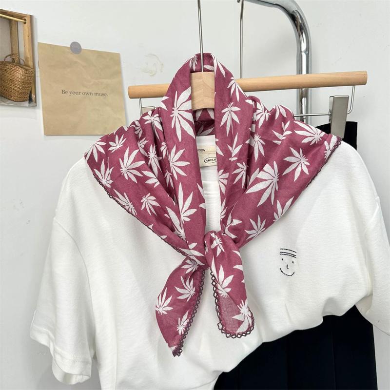 Vintage Square Floral Scarf Small Shawl Headscarf Korean Style Neck Protection Scarf