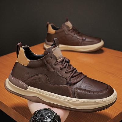2024 New Men's Casual Leather Shoes High End Comfortable Flat Shoes for Men Outdoor Light Sport Running Shoes Zapatillas Hombre
