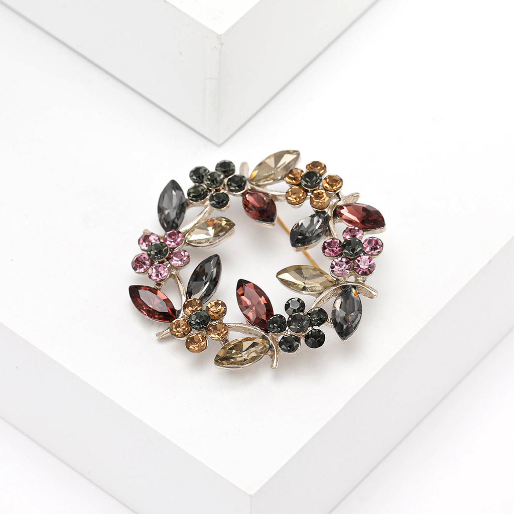 Olive Branch Wreath Crystal Brooch European and Korean Version