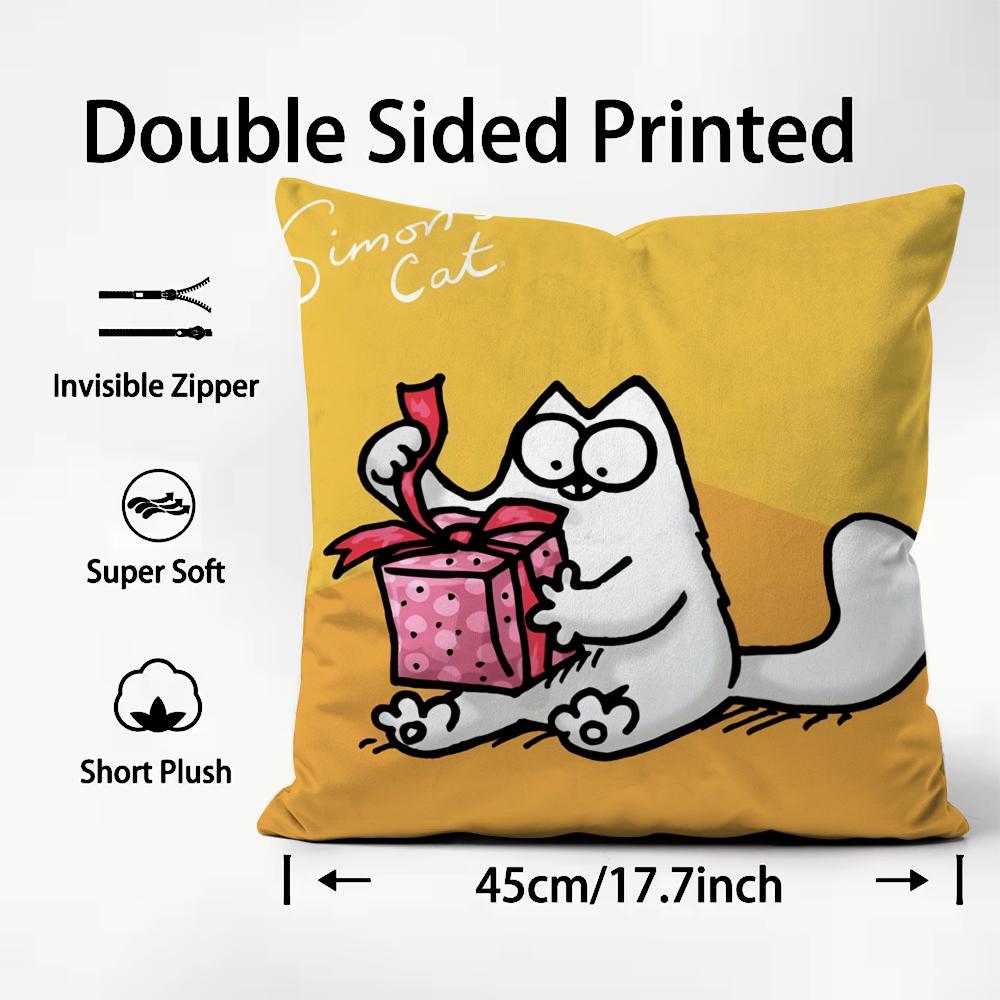 Anime S-Simons C-Cat Cute Cushion Cover Plush Fabric Soft Double-Sided Printed Sofa Warm Winter Home Gift Pillow Cover