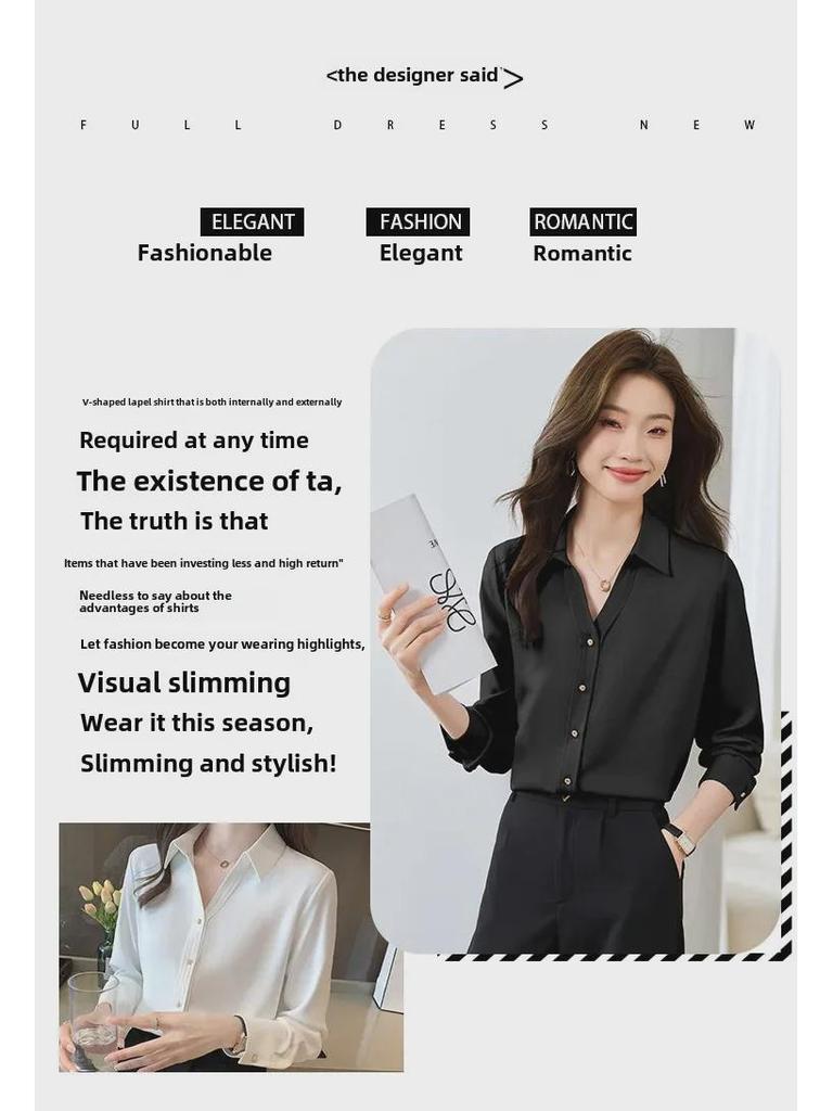 Damen Lila Satin Langarm Designerhemd, Neuer Französischer Stil