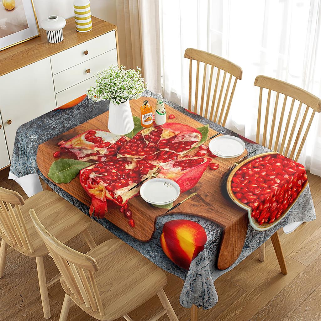 Red Pomegranate Tablecloth Sweet Fruit Pattern Rectangular Table Cover Dining Table Coffee Table Kitchen Minimalist Decoration