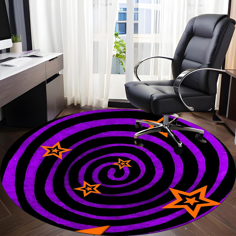 1pc Spiral Stars Office Round Area Rug, Indoor Mat Suitable ForOffice, Under Office Chairs Bedroom Living Room Home Decor T197