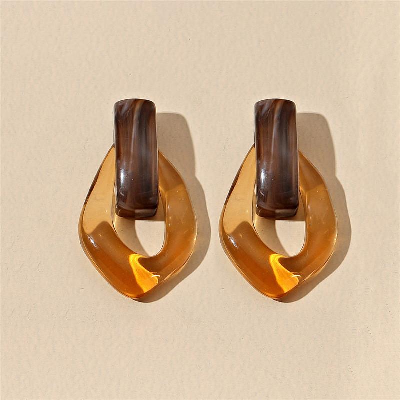 New Trendy Transparent Resin Hoop Earrings For Women Girls Geometric Irregular Metal Acrylic Earrings Party Jewelry