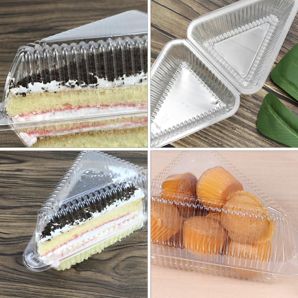 150Pcs Cake Slice Container Clear Triangle Dessert Box Reusable Food Packing Box Plastic Mousse Cheesecake Box for Fruit Cake