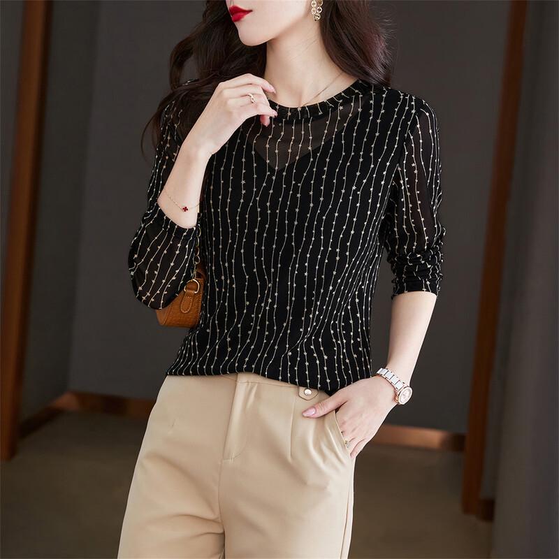 Starry Shimmer Sheer Long Sleeve Top XL