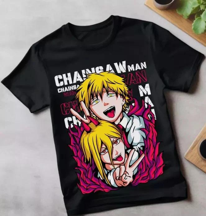 Anime Nayuta Tshirt Chainsaw Unisex Denji Makima Denji Black T Shirt Size S 4XL S