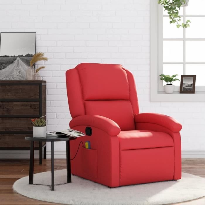 VidaXL Fauteuil de massage inclinable rouge similicuir 371787