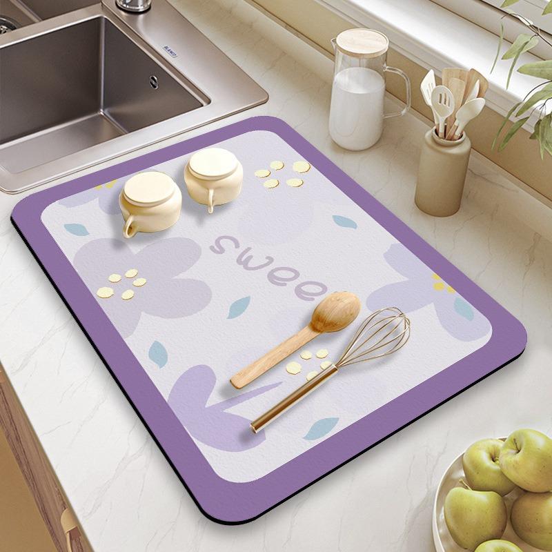 Solid Kitchen Super Absorbent Mat Coffee Dish Drying Mats Non-slip Draining Pad Quick Dry Tableware Faucet Placemat Dinnerware