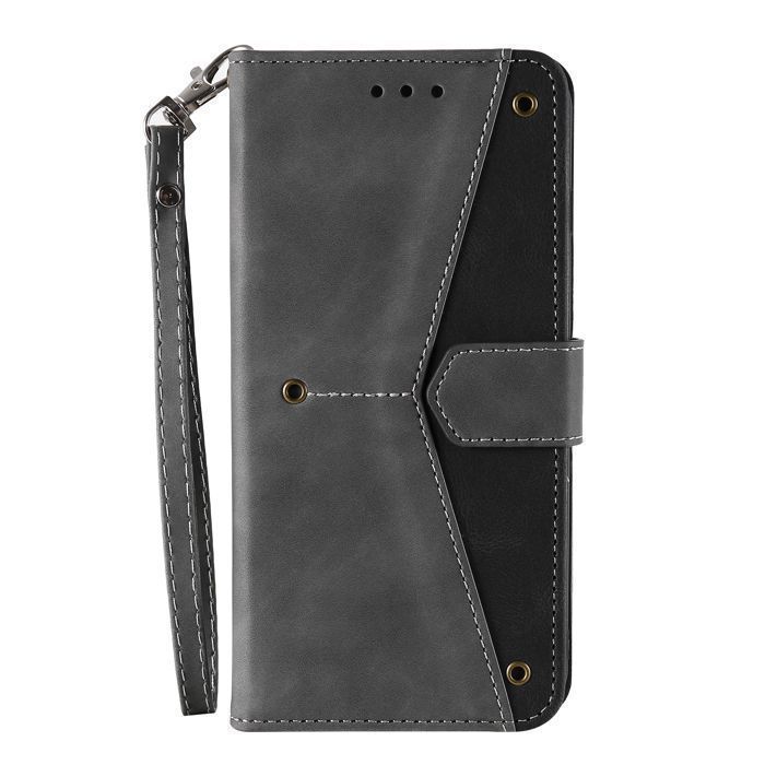 Étui portefeuille pour Samsung Galaxy A57 (5G) - Coque rabat - Cuir synthétique - Support intégré - 3 fentes cartes - Gris