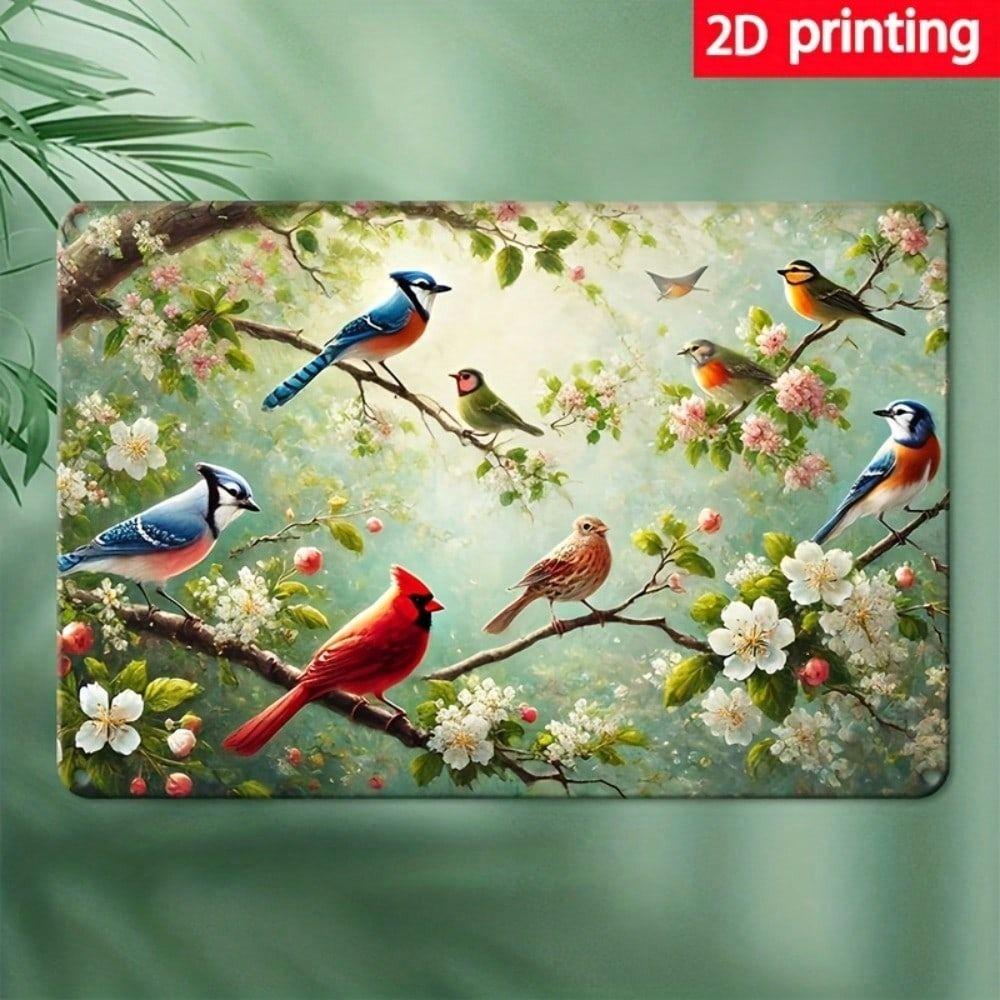 Tin Plate Painting Floral Decor 20x30cm Metal Art Craft