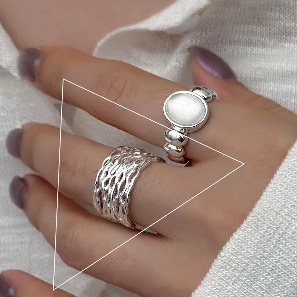 925 Silver Flower Lace Ring Korean Fashion Opening Inlaid CZ Adjustable Rings Valentine's Day Gift