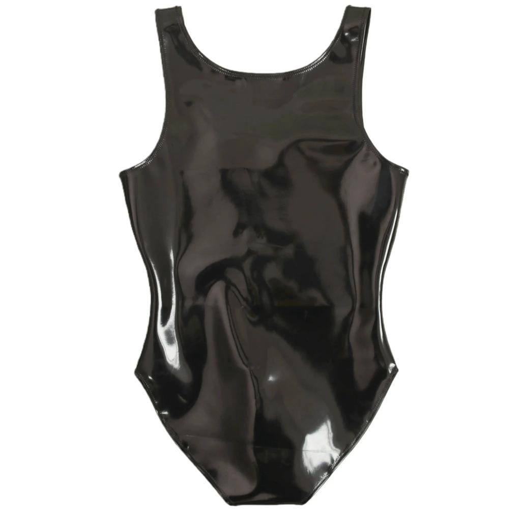 New Cloth Latex Men Double Sided Vest Sexy U Bulge Pouch Bodysuit Pu Shiny Man Stage Leotard Shaping Nightclub Elastic Tights