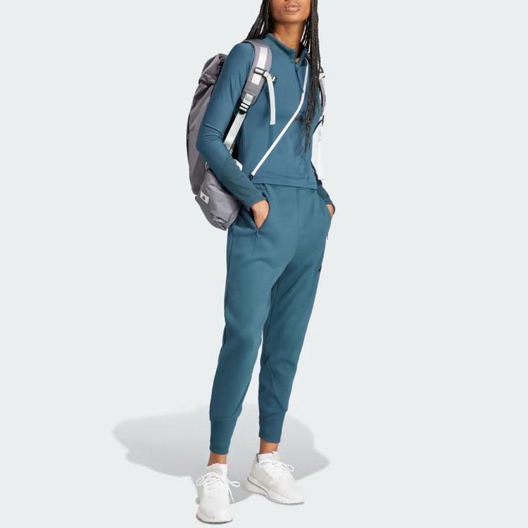 Adidas Z.N.E. Long Sleeve Tee With Ribbed Sleeves And Logo Women Tops Navy-Blue IM4918