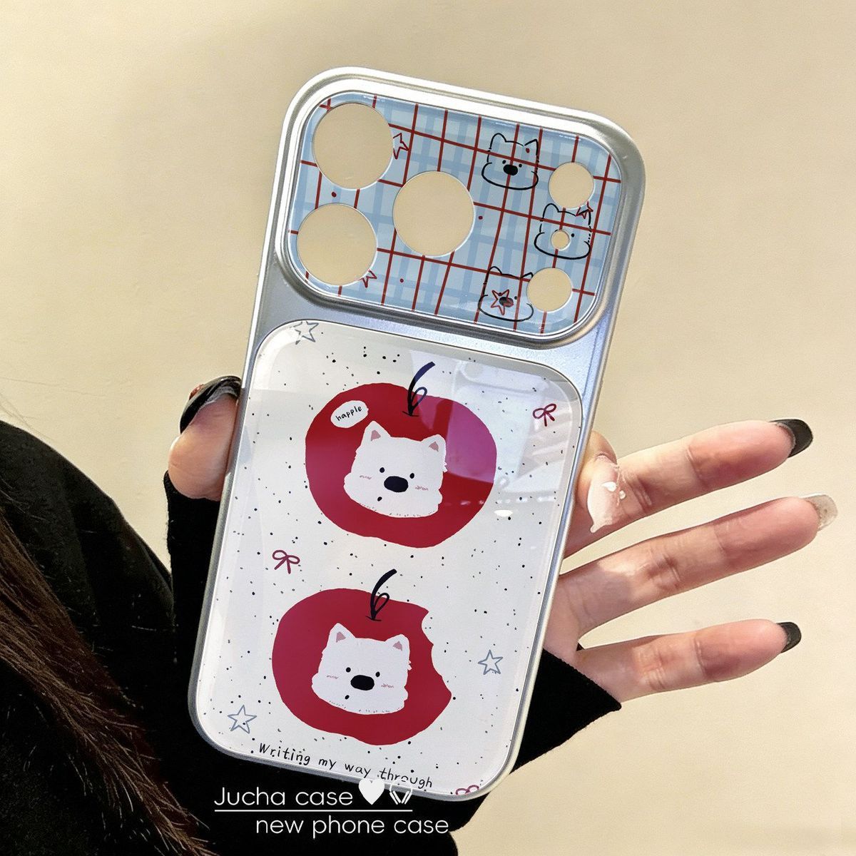 

Apple Stripe West Highland Suitable for iphone16promax Apple 17 Electroplating Windows Epoxy Double Stick Mobile Phone Case Apple 13