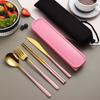 4Pcs Portable Tableware Set Stainless Steel Knife Fork Spoon Chopsticks Travel Tableware With Box Picnic Camping Cutlery Set