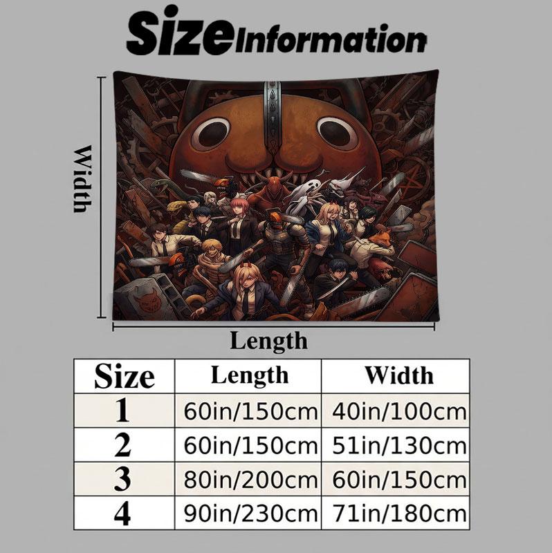 Chainsaw Man Wall Tapestry Aesthetic Wall Hanging Printed Fabric Blanket Decorative Tapestries For Bedroom Living Room Home Decor