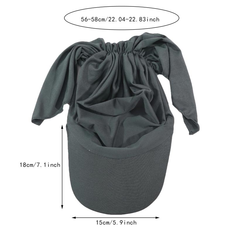 Women Brim Cap Sun Visor with Pre-Tied Turban Caps Head Scarf Hijab Pure Color Bandage Muslim Female Fashion Outdoor Hat