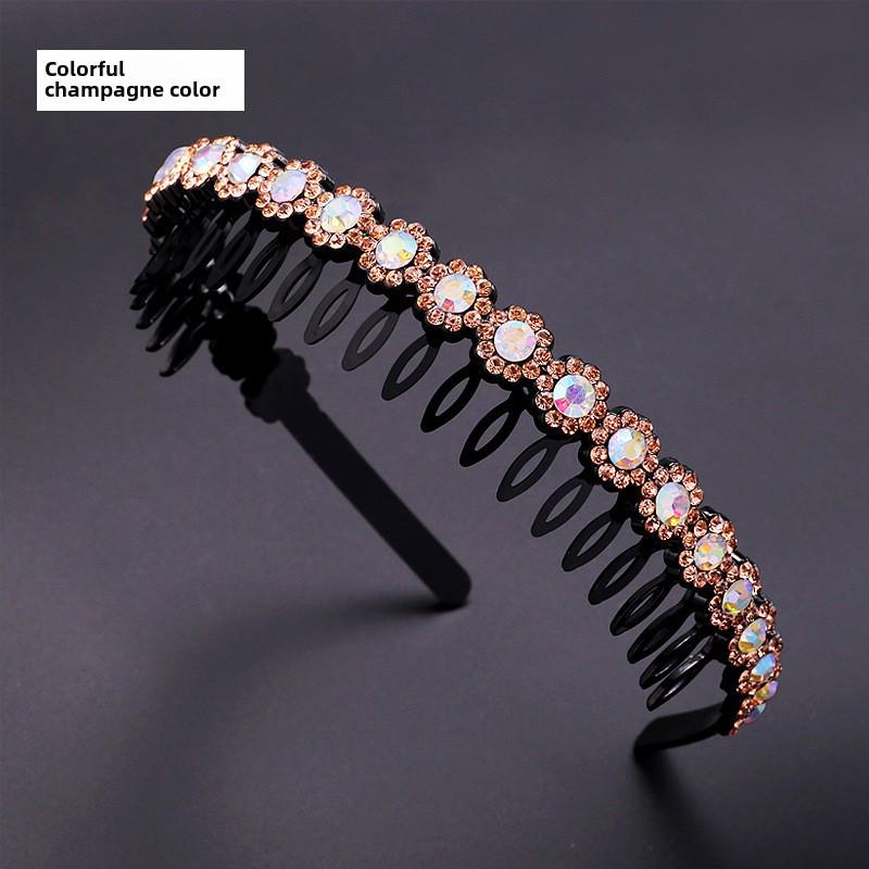 Women's Rhinestone Teeth Headband, Non-Slip Hairpin & Clip for Face Washing