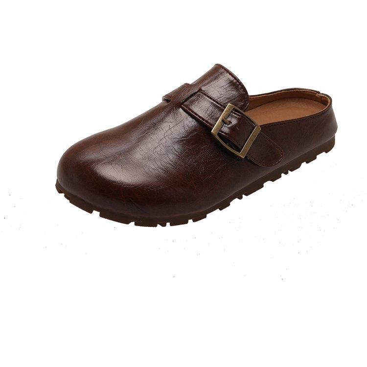 [Ushilai] French thick-soled half-slippers for women's 2025 spring new Baotou fashion casual versatile one pedal