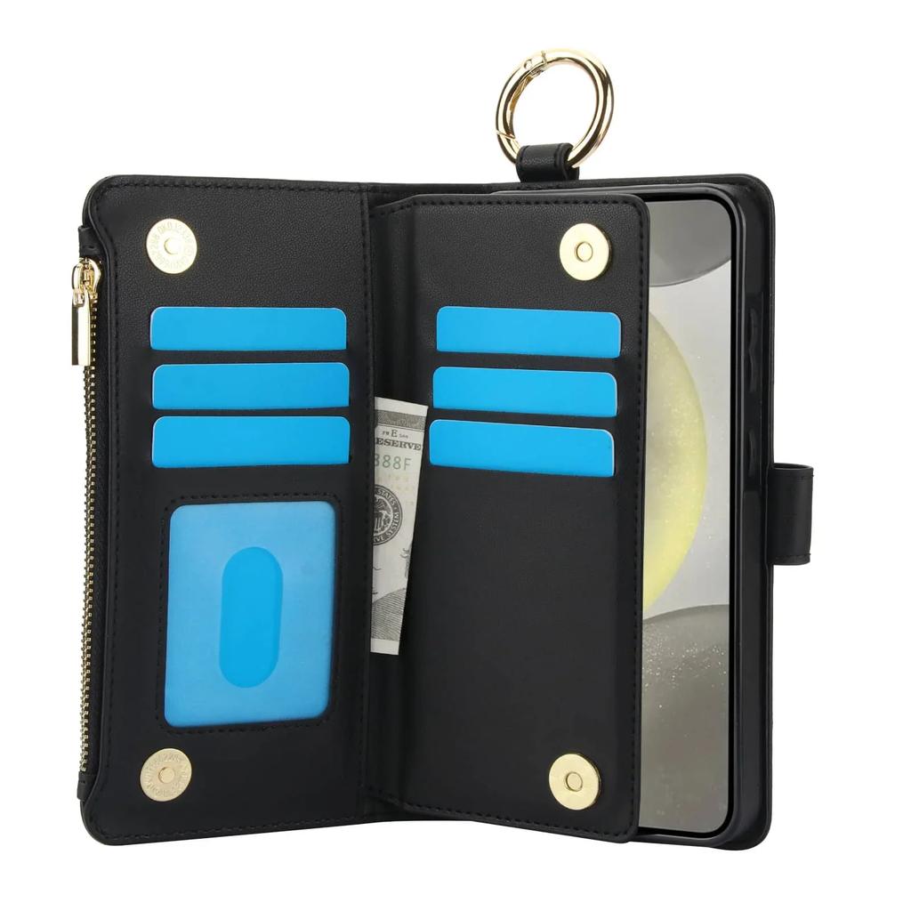 Für Samsung Galaxy A55/A15/A54/A14/A73/A53/A13/A72/A52 Brieftaschenhülle mit Reißverschluss Kartenhalter RFID-Blockierung, Flip-Folio-Abdeckung