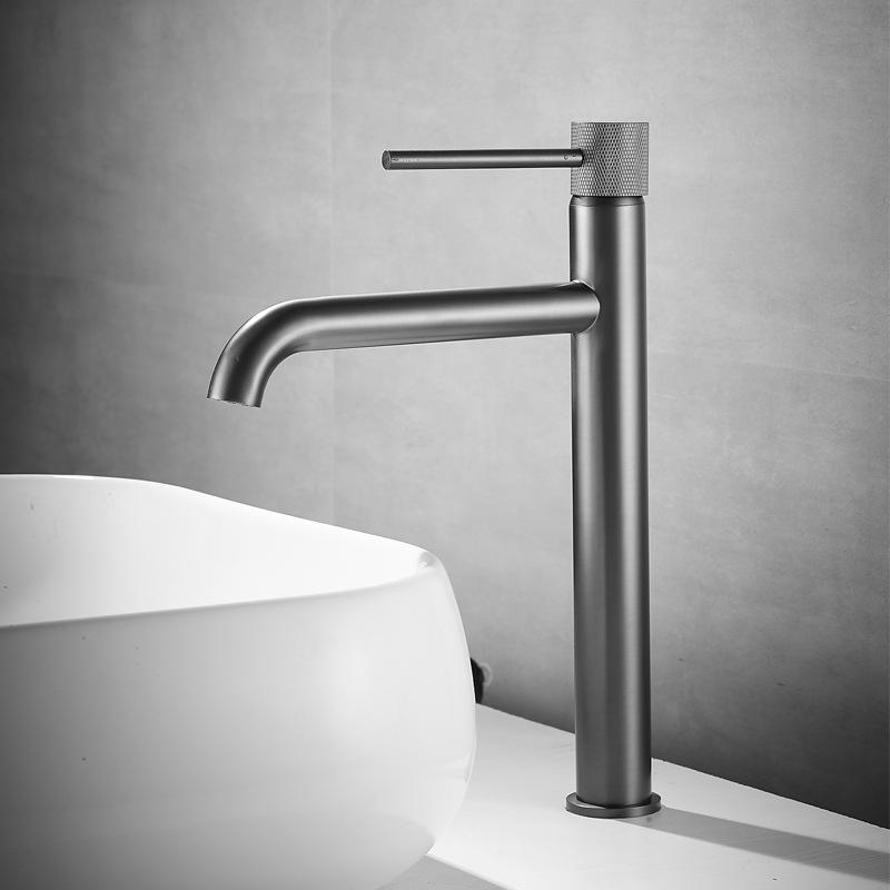 Gun Gray Copper Wash Basin Faucet Cold And Hot Mixer Water Tap Deck Mounted Single Hole Sink Taps Bathroom Crane Faucets
