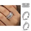 Elegant 2-in-1 Womens White Retro Engagement Wedding Band Heart Rings Set For Brides