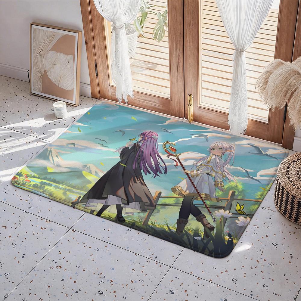 Anime Frieren: Beyond Journey's End Floor Mat Eco Flannel Doormat Non Slip Odorless Indoor Floor Rug Soft Short Plush Home Mat