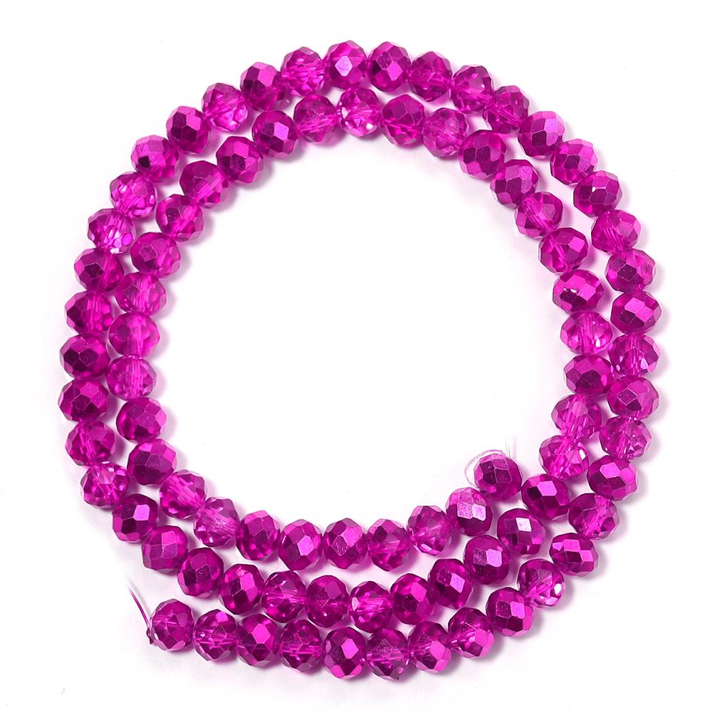 1 Strand 4/6/8mm Hot Pink Faceted Crystal Beads Glass Loose Spacer Beads For Jewelry Making DIY Bracelets Necklace Accessories