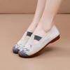 Ladies' Summer 2025 Breathable Soft Sole Anti-slip Mom Shoes Leisure Mesh Flat Embroidered Shoes Embroidery