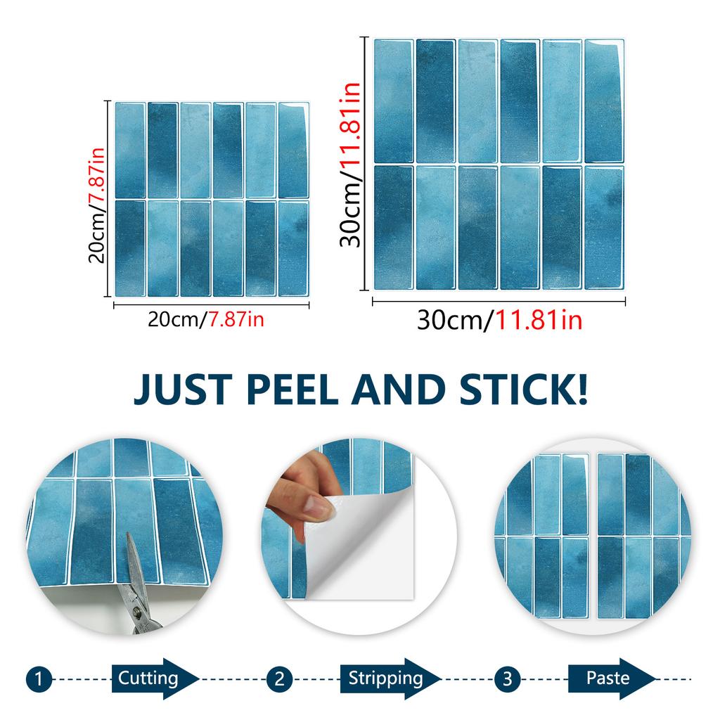 10 Piezas Pegatinas de Pared Mosaico Planas Sencillas Ladrillo de Imitación Decoración de Dormitorio Impermeables Autoadhesivas Papel Tapiz de Azulejo Decoración de Armario de Cocina