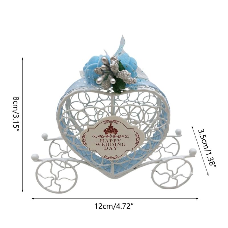 Metal Candy Boxes for Wedding Party Decorations Gift Bags with Ribbons Flower Souvenirs Gift for Guests Carriage Style