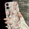 Pink Tulip Pattern Phone Case Suitable for iPhone 17 16 15 14 13 12 11 Pro/Max/Plus Anti Drop and Shockproof Back Cover