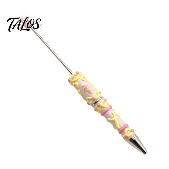 Smooth Ink Ballpoint Pen DIY Beadable Pen, Plastic Beaded Black Writing for Students Teens Teachers School Office Supplies Unique Hand-painted