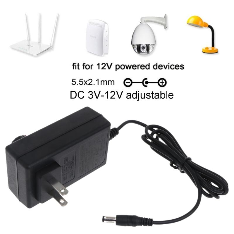 AC To for DC Adapter Converter 3-12V 2A 5.5x2.1mm Adjustable Power Supply Motor Speed Controller with US Plug