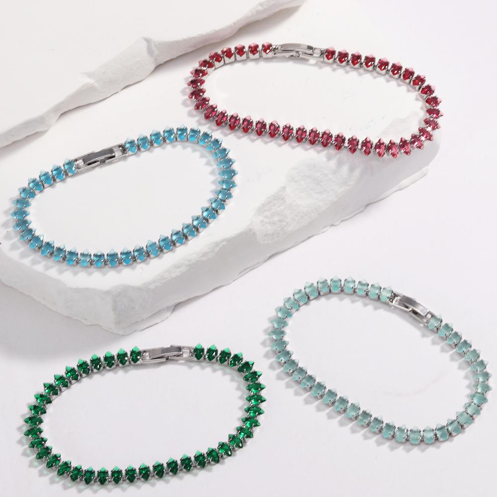 Luxury Dainty Tennis Bracelets for Women Silver Color Sparkling Colorful Cubic Zircon Stackable Hand Chain Crystal Wedding Jewel