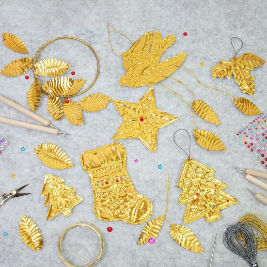 Zestaw do rękodzieła artystycznego z folii, narzędzia do wytłaczania z arkuszami folii aluminiowej, rolki drutu, naklejki, folia