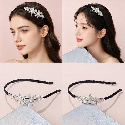 Crystal Alloy Flower Hairband, Anti-slip Headband Hairpin, Bridal Headpiece