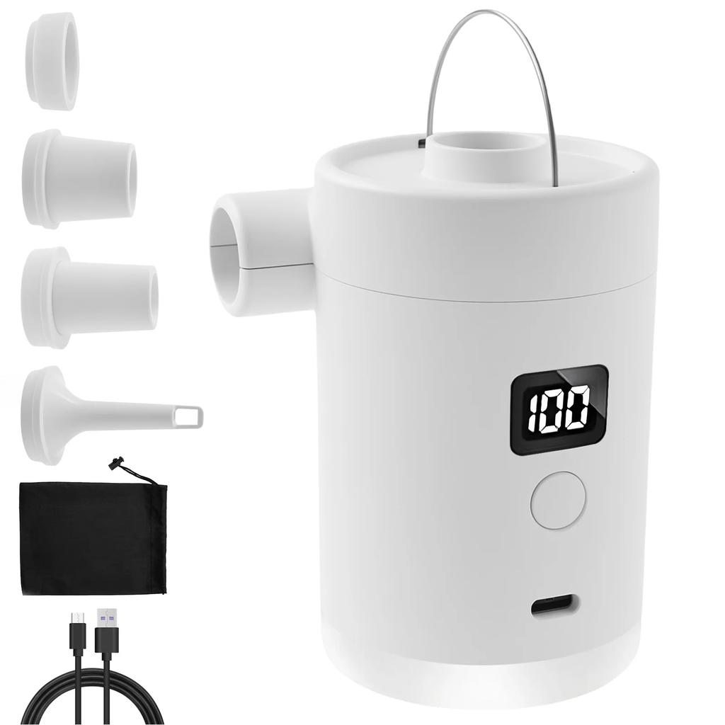 Pompe de Gonflage Sans Fil Portable Mini Pompe à Air d'Extérieur avec Affichage Numérique de la Puissance et LED pour Camping Sac Sous Vide Coussin d'Air NOUVEAU