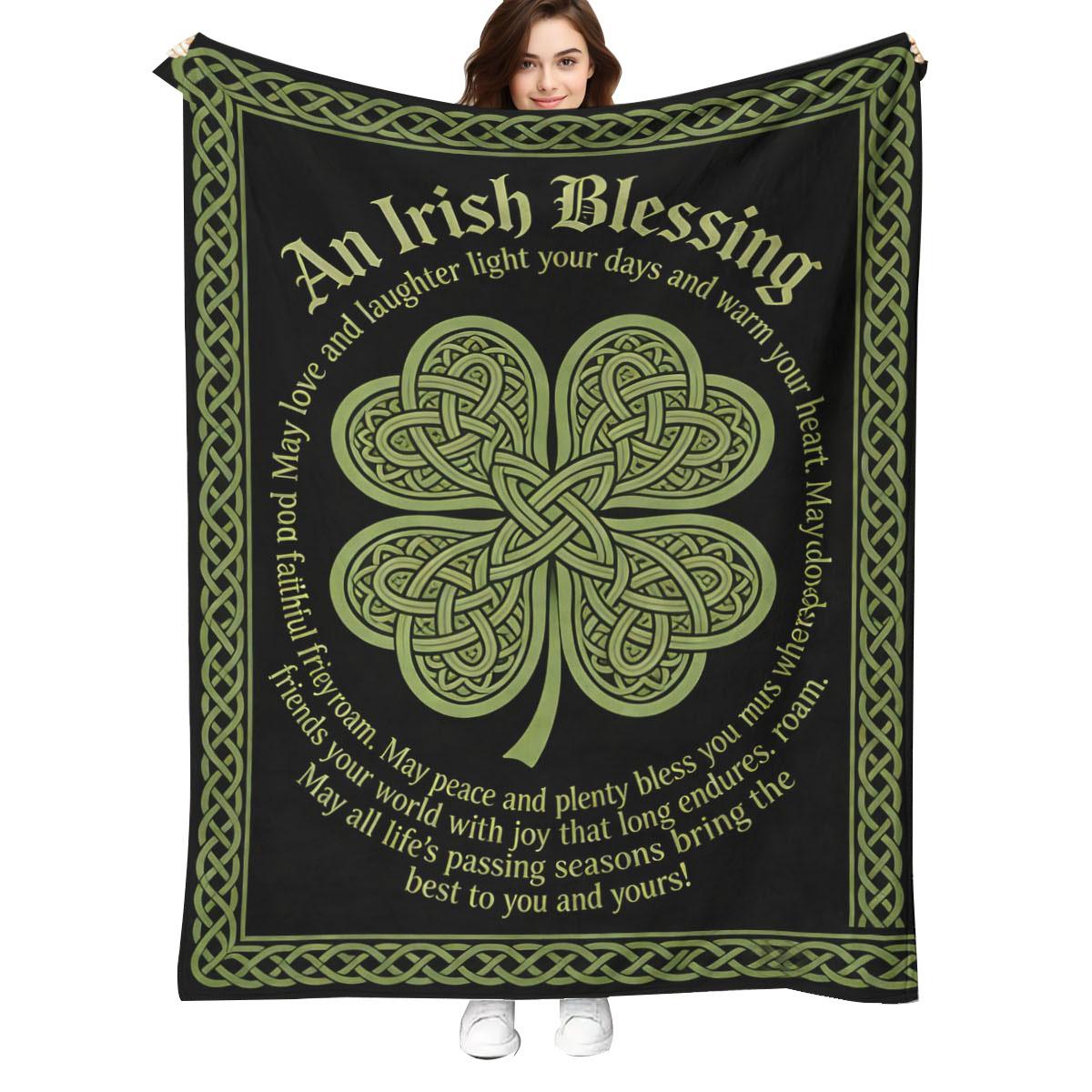 

1 blanket vintage St Patricks Day colorful checkered clover print blanket warm comfortable and soft blanket suitable sofa 75x100cm (30x40inch)