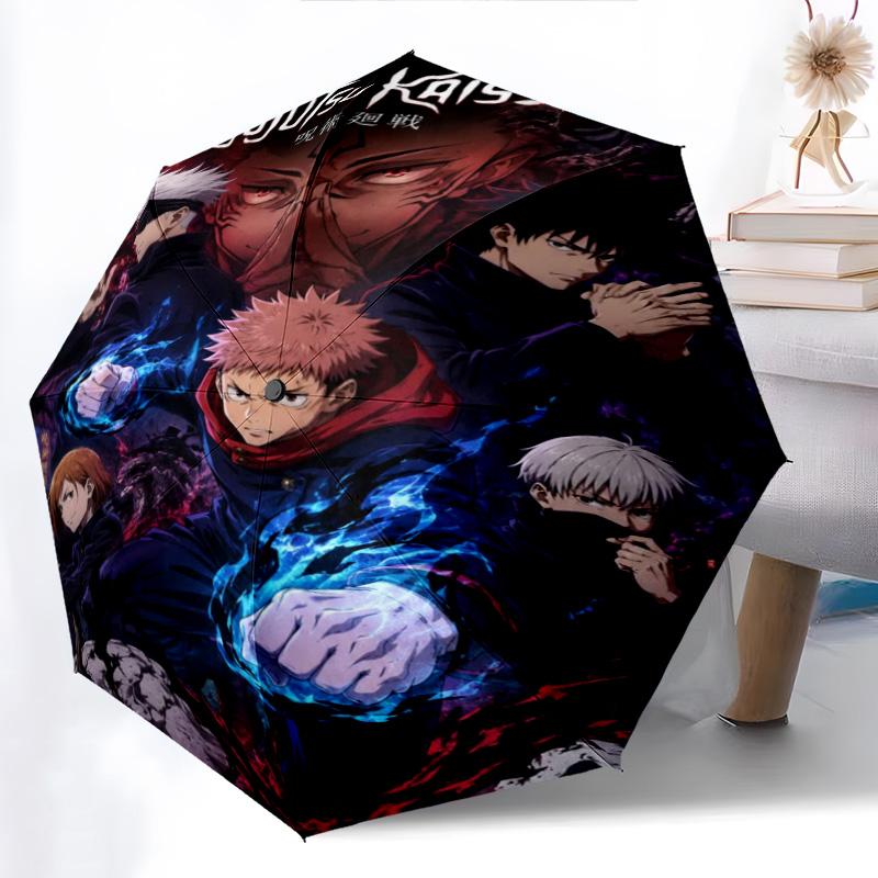 1PC Jujutsu Kaisen Characters Automatic Umbrella - Suitable Travel Outdoor Portable Umbrella Birthday Gift Daily Essentials
