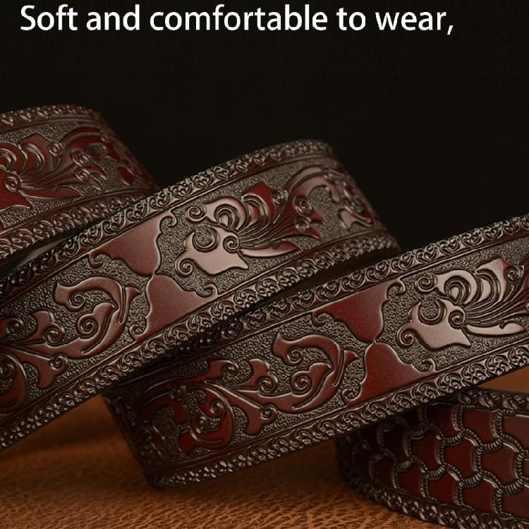 Classical Men Leather Belt with Convenient Automatic Buckle and Carved Beast Buckle Chinese Beast Head