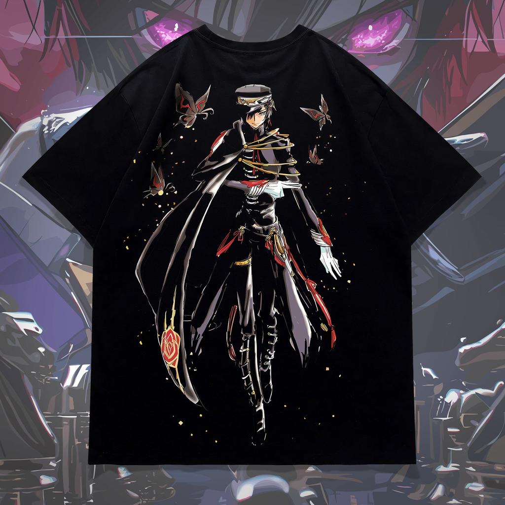 Classic Japanese Anime Emperor Lelouch Tee Men Women T-shirts Oversized Y2k Heavy Cotton Female Male Clothes Comfortable Tops