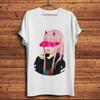 Otaku Fille Anime Zero Two 002 Drôle Waifu Unisexe T-shirt Unisex Manches Courtes Blanc Casual T-shirt Unisex StreetwearRespirant Impression