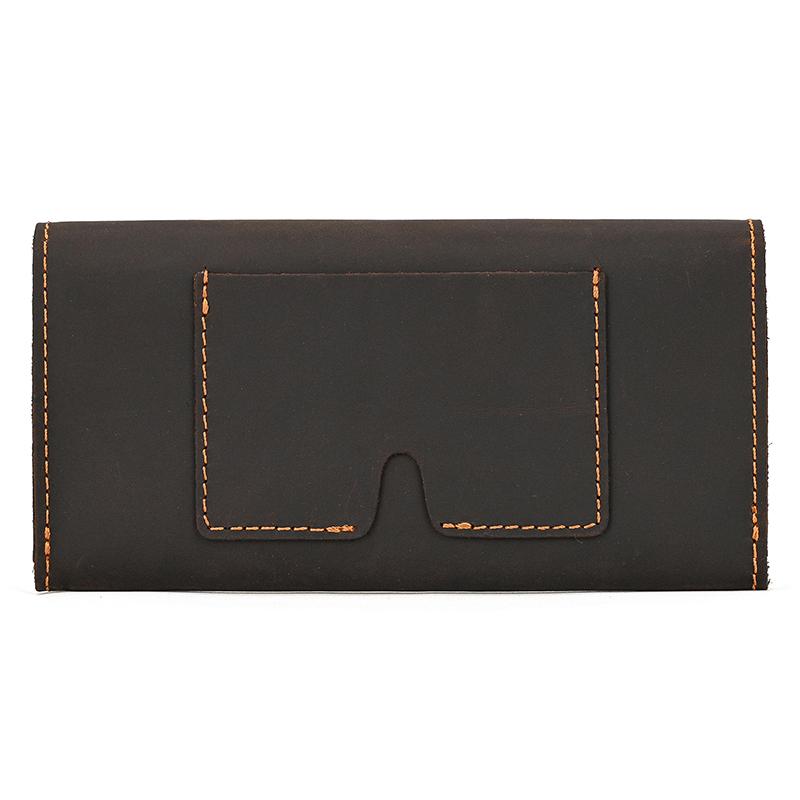 Vintage Genuine Leather Clip Purse For Men Women Leather Phone Pouch Wallet Simple Style Retro Female Male Slim Purse Wallets