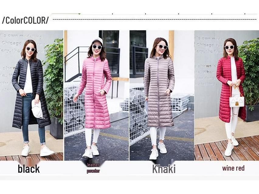 Doudoune légère mi-longue pour femme Automne/Hiver 2024, col montant, manteau amincissant longueur genou