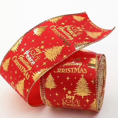 1Roll Red Gold Christmas Packaging Rope 2M Ribbon Party Decor Wide 6.3cm Ribbons