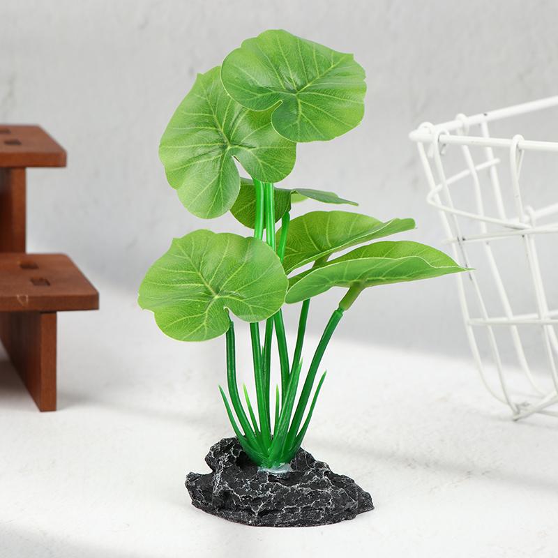 Artificial Aquarium Plants Realistic Floating Leaves Sturdy Stem, Reptile Terrariums Water Tank Decoration