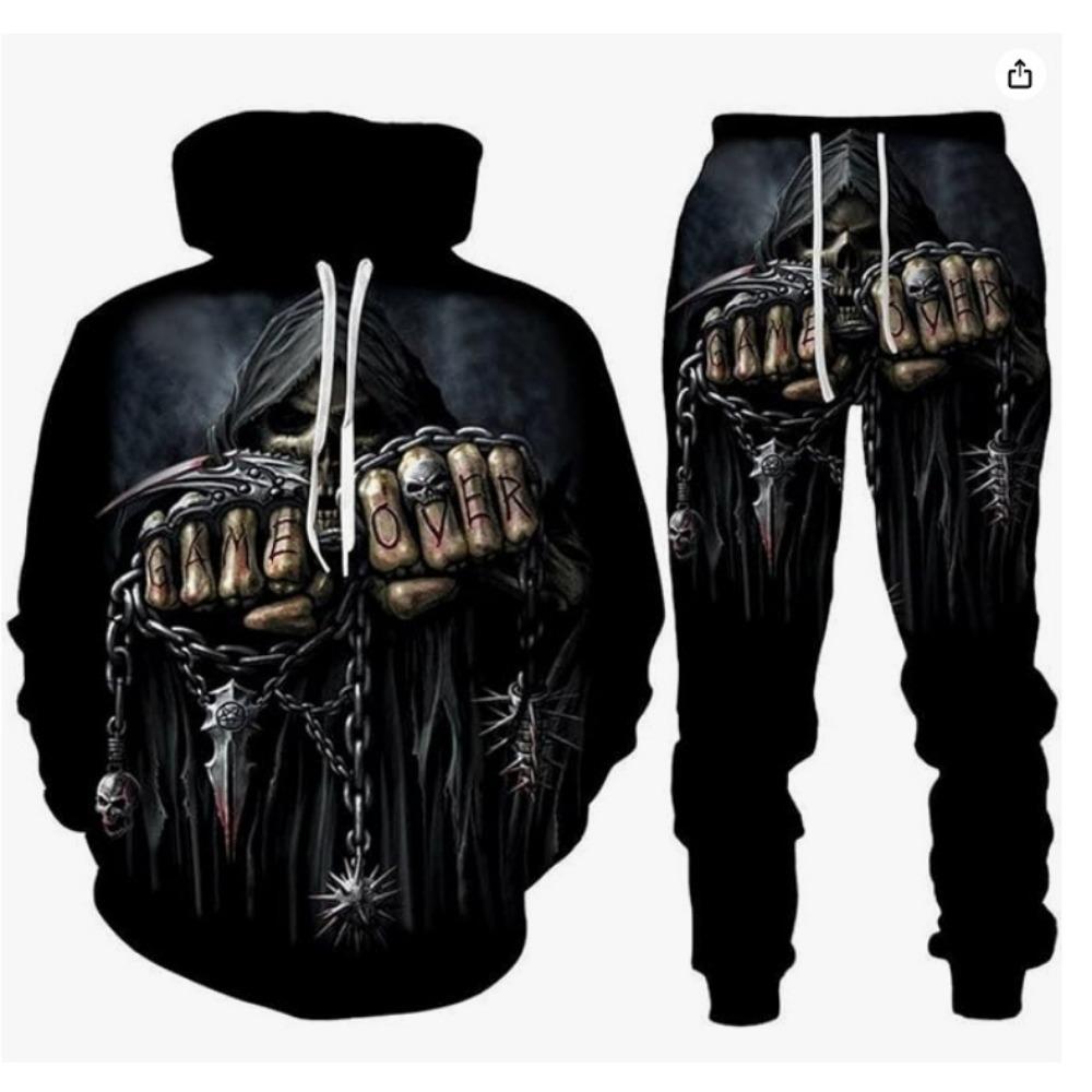 

Хип-хоп тренд, модный мужской взрослый трикотажный костюм серии «Череп» с 3D-принтом для улицы и занятий спортом на открытом воздухе 6XL