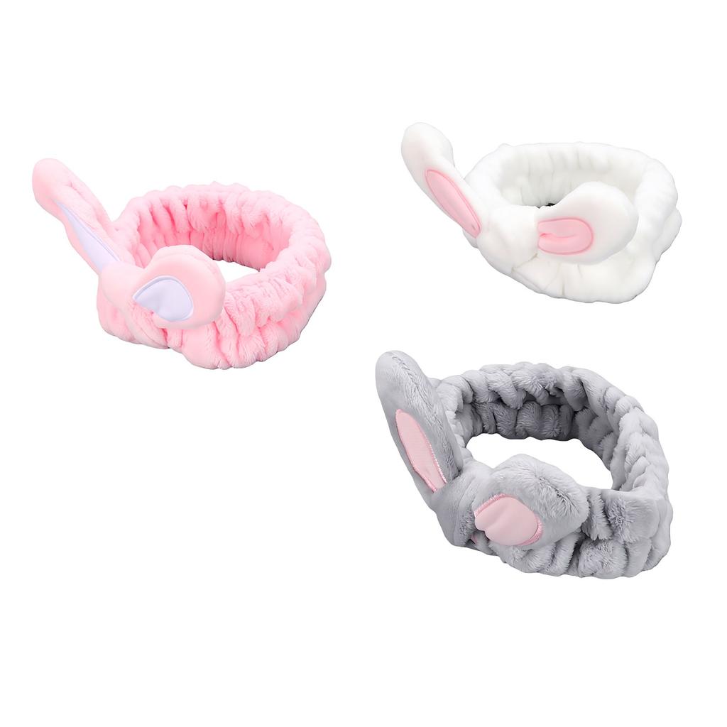 Soft Bunny Ear Makeup Headbands Stretchable Cute Spa Headbands for Makeup Bath Face Wash 3 Pieces Set